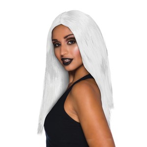 Straight Hair Zombie Old Lady Long Grey Wig Halloween Fancy Dress