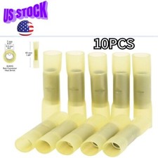 Wire Butt Crimp Connector Heat Shrink Yellow 8awg gauge GA Terminal Radio 10PCS