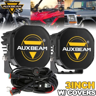 AUXBEAM 2x 3''INCH 128W LED Work Light Bar Combo Driving Work Fog Lamps w/ Covers
