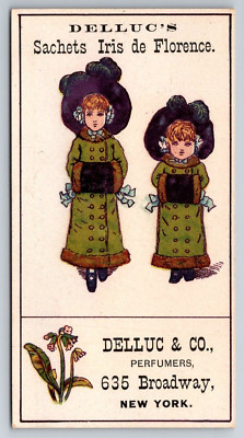 1890s Victorian Trade Card NY Delluc's Sachets Iris de Florence Perfumers ~7652