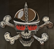LARGE Skull Crossbones Helmet Rocker Viking Jacket Embroidered Biker Back Patch