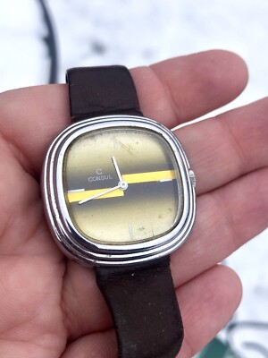 Vtg CONSUL 1970s Windup Watch- 2219 Swiss Made 5303-22 RARE  display picture 1