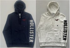 Hollister Men's Logo Full Zip Zipper Hoodie Sweatshirt Size XS S M L XL New