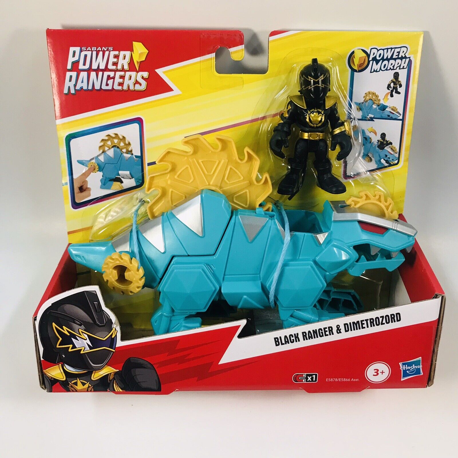 Power Rangers Black Ranger DimetroZord Playskool Action Figure Dinosaur 2019