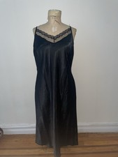 Women  s Black Lace Slip Midi Maxi Satin Dress