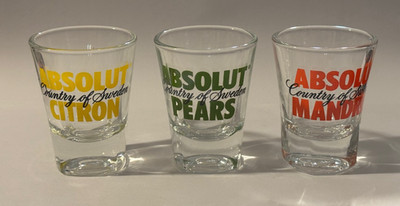 ABSOLUT VODKA authentic Single SHOT GLASS Lot of 3 from Thailand
