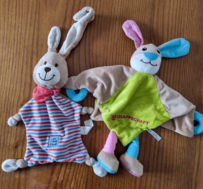 Kuscheltuch Schmusetuch Hase my best friend gestreift, MinifeetHase KNAPPSCHAFT