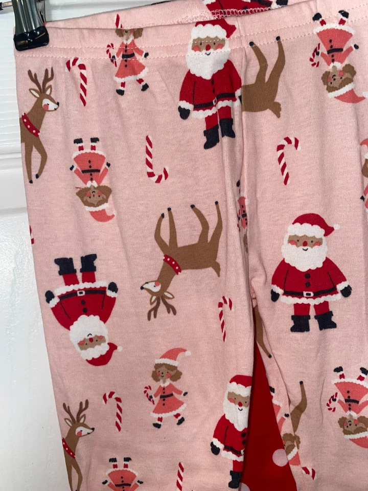 2 Girls CARTERS PJ PANTS Size 4T NEW No Tag (A) 9.5 SANTA & DOTS - Image 2 of 4