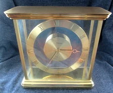 Vtg Bulova B1762 Brass/Glass Quartz Desk/Mantel Clock / W.Germany & Japan /WORKS