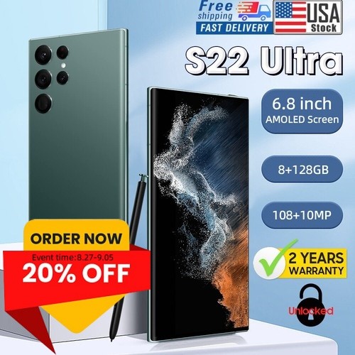 New SAMSUNG Galaxy S22 Ultra S908U 128/256GB Unlocked AT&T T