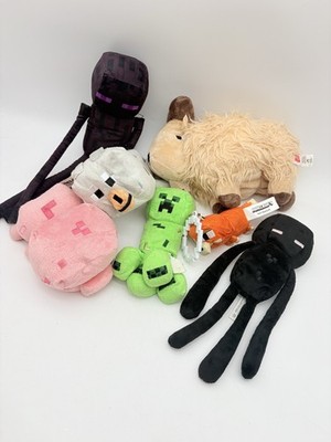 Minecraft Plush Lot Enderman Skeleton Fox Pig Wolf Happy Explorer 7 PCS