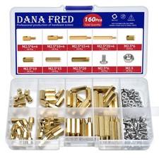 M2.5 Hex Standoff Spacers Nuts Brass Kit - 160 Pieces,