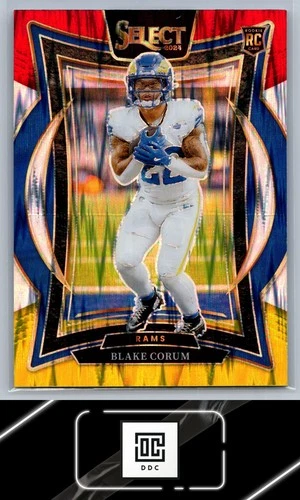 2024 Panini Select #9 Blake Corum Red &amp; Yellow Prizm Shock