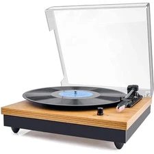 Record Player,  Vintage Turntable 3-Speed Bluetooth Record Player with 