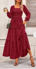 Pretty Garden women's long sleeve dress with ruching casual style with pockets S