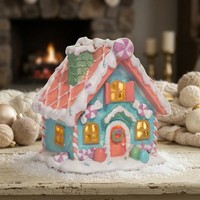 Lebkuchenhaus Mit Led 13Cm Weihnachtsdeko Leuchtend Deko Pfefferkuchenhaus Bunt