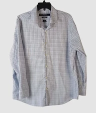 Perry Ellis Portfolio Wrinkle Free Shirt 16.5 32/33 Blue Check