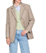 Sandro Monaco women's Sz 36 Wool Blend blazer one button NWOT tan brown