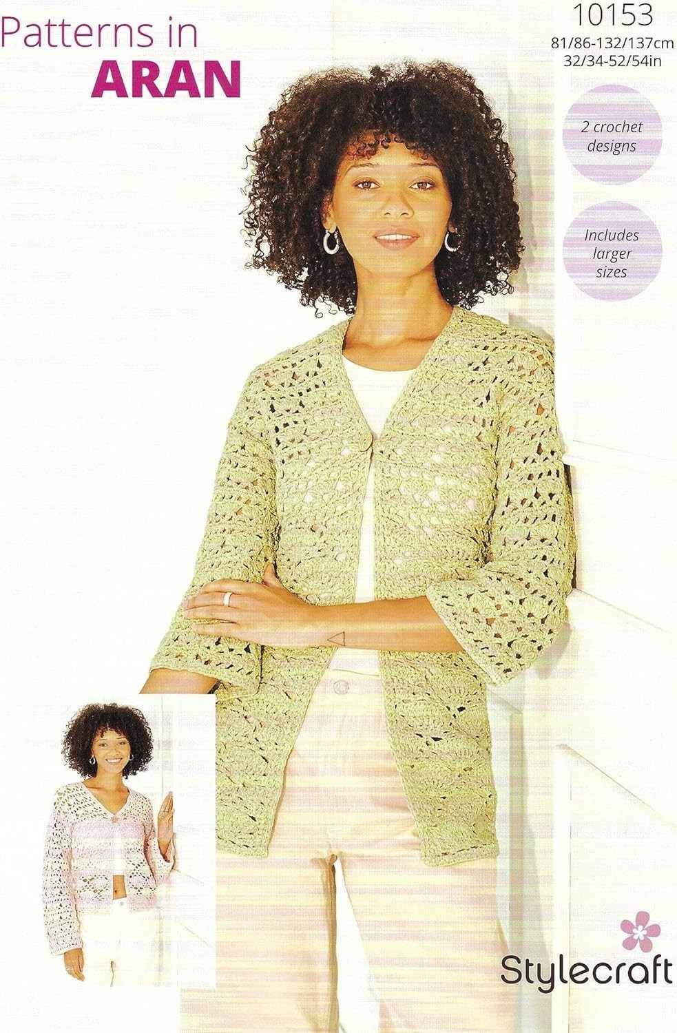 Stylecraft Soft Pastels Aran Crochet Pattern 10153 for Kimono Jackets