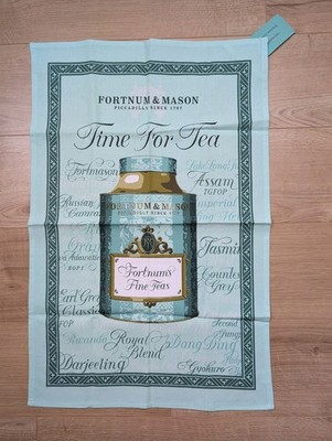 Fortnum & Mason Fine Teas Time For Tea Towel Eau De Nil Colour BNWT 