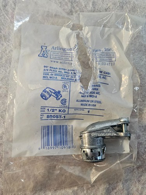 #ad #ad NIP Arlington Industries 90 Degree Snap tire Connector For 3 8 Flex AC $19.95