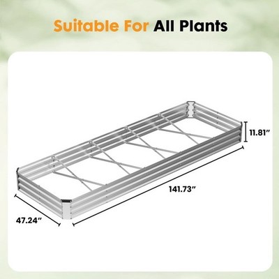  Metal Raised Garden Bed, 12x4x1ft Outdoor Planter Box, Raised Garden Beds  