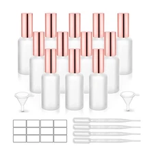 12 Pack,2 Oz Frosted Fine Mist Atomizer,Empty Glass Spray Bottles With Rose-G...