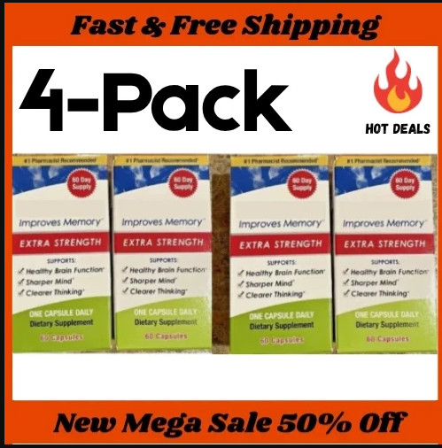 4 Pack Extra Strength - 240 Count 20mg Capsules New Free Shipping, Ship From USA