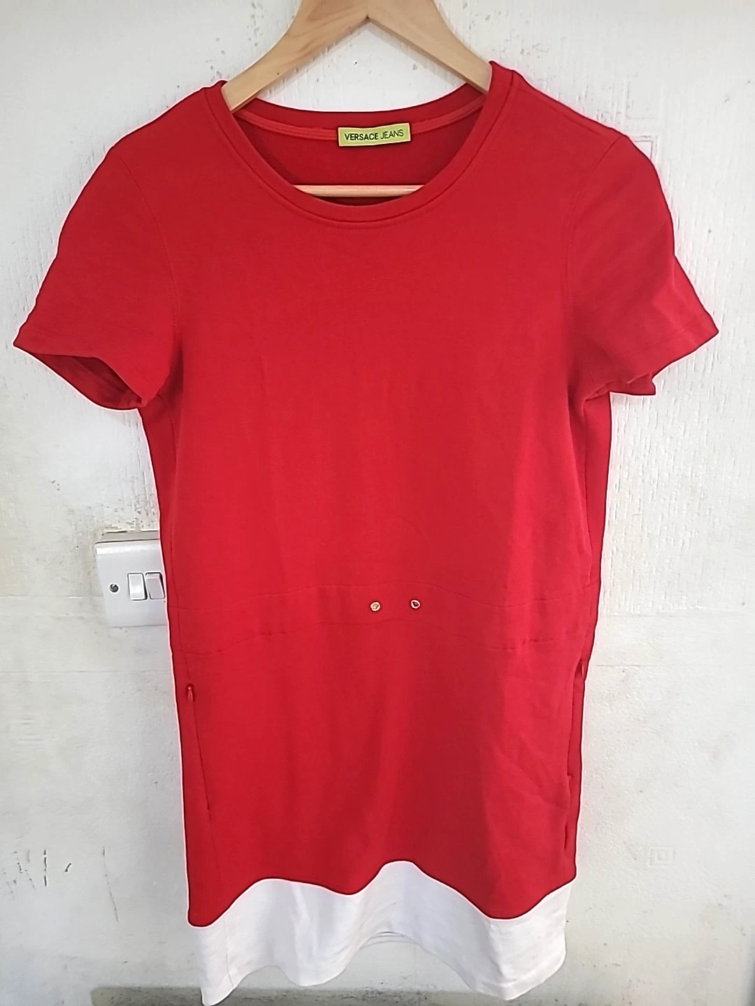 Versace Jeans abito donna cotone rosso bianco taglia S