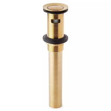 Extended Press Type Pop-Up Bathroom Drain - Overflow Hole - Brushed Gold