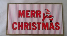 1966 USA Made Christmas Card - Red White Peppermint Stripe Merry Christmas Santa