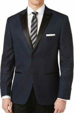 NWT - ALFENTI Men's 'EVENING JACKET' Navy SATIN LAPEL SLIM-FIT JACKET - S38