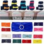 Spandex Chair Bands with Round Buckle Reusable Wedding Party Event Decor Sash