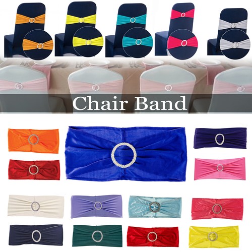 1/50/100 Elasticity Stretch Chair cover Band with Buckle Slider Sashes Bow Decor