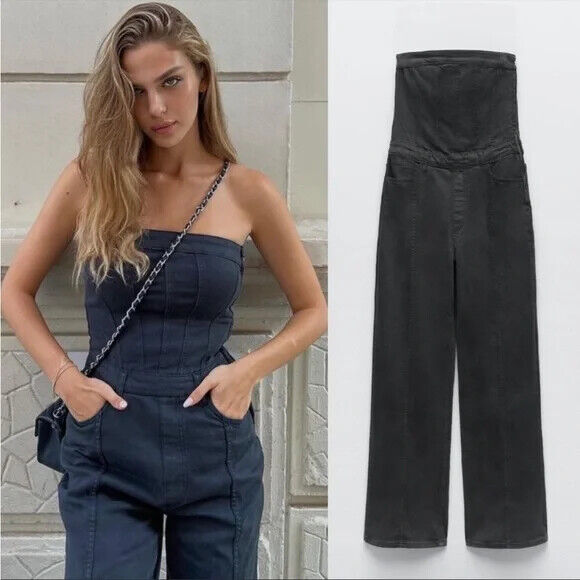 Zara, Pants & Jumpsuits, Zara Corset Denim Jumpsuit