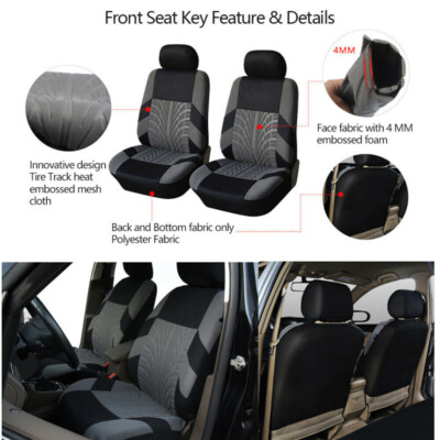 For Nissan Frontier 09-23 BK & Gray Premium Cloth 2-Seats Cover Auto Seat Covers