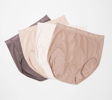 Breezies Set of 4 Nylon Microfiber Hi-Cut Panty-Tonal-Medium-A287800-NEW