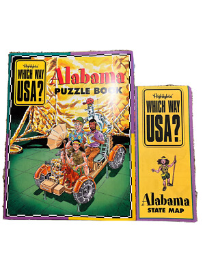Alabama | Highlights | Which Way USA? | Puzzle Book and Map | Unused 