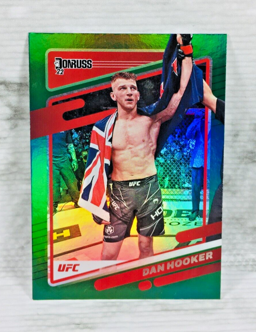 2022 PANINI DONRUSS UFC #57 DAN HOOKER GREEN FLOOD HOLO SSP (DEBUT EDITION)