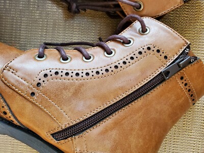 Kenneth Cole Unlisted Men\'s Blind Sided Wingtip Perforated Boots Cognac Size 8 Kenneth Cole Unlisted Mens Blind Sided Wingtip Perforated  main image 4