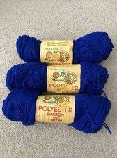 Polyanna Dacron Orlon yarn, lot of 3 Royal Blue