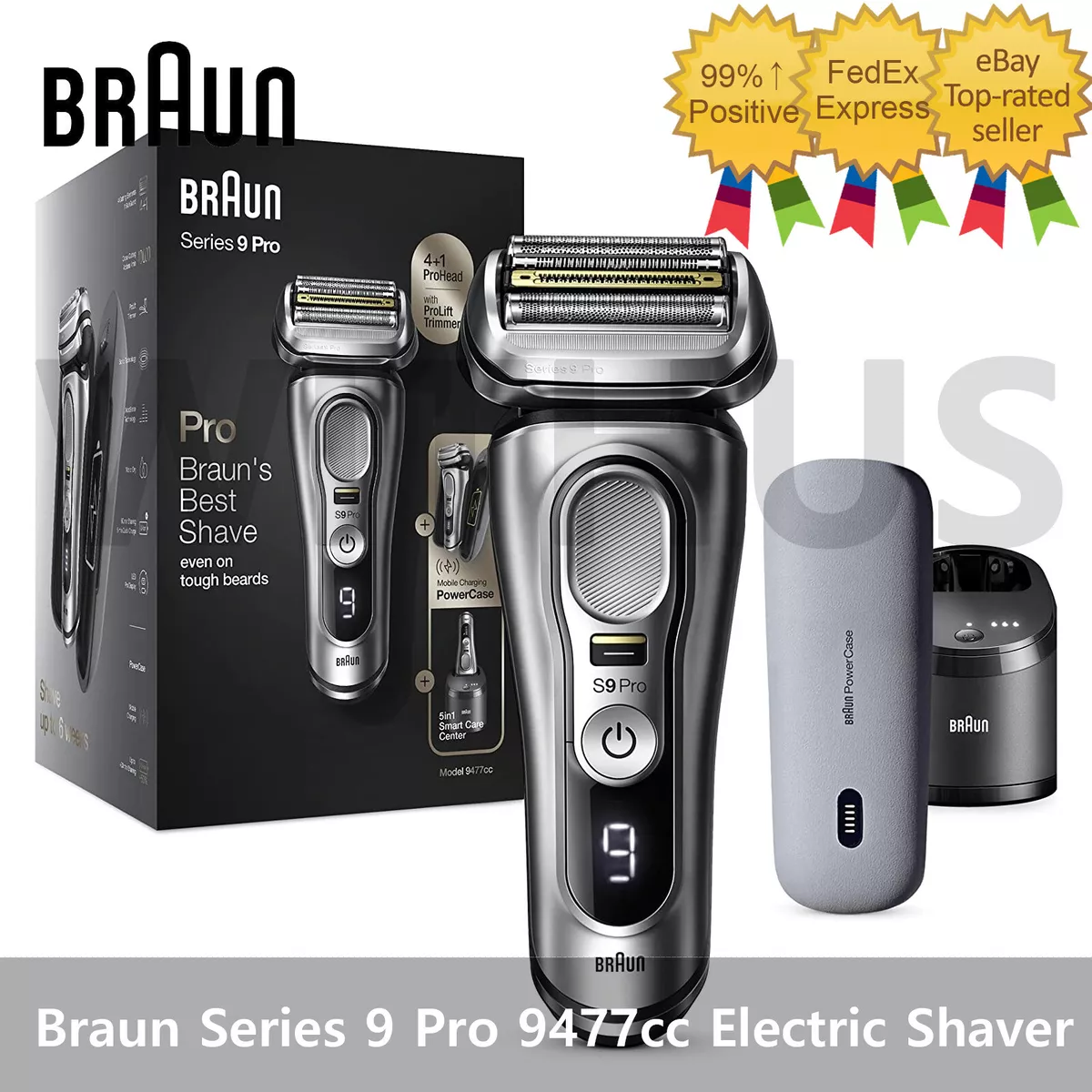 Braun Series 9 Pro 9477cc Electric Shaver with PowerCase Wet & Dry