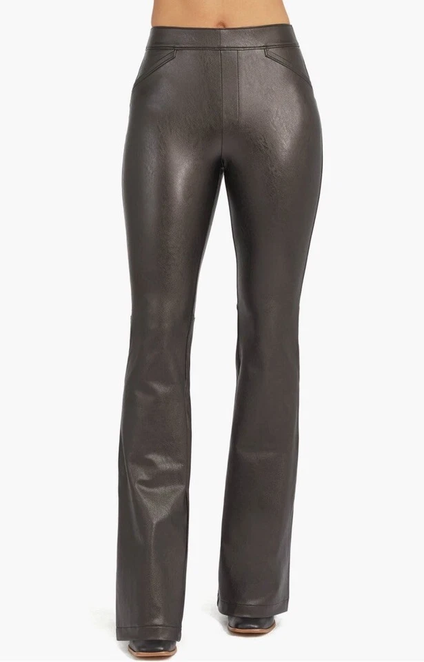 NUEVO Pantalones acampanados Spanx de cuero vegano - 20457R - negros - medianos