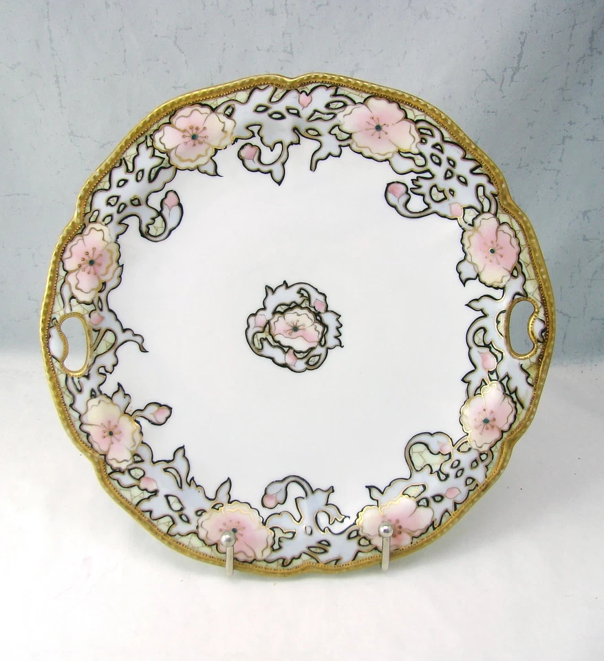 Noritake Morimura 1911-21 Marque Nippon N2033 Floral Rond Traité Gâteau Plaque - Photo 2/4