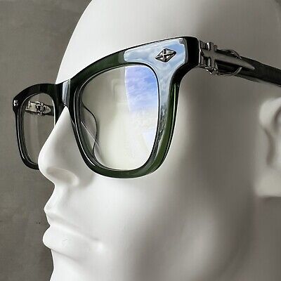 CHROMEHEARTS/ DARK GREEN SILVER FRAME CLASSIC STYLE EYEGLASS CHROMEHEARTS/ DARK GREEN SILVER FRAME CLASSIC STYLE EYEGLASS