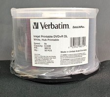 Verbatim DVD R DL 8.5GB 8X DataLifePlus White Hub InkJet Printable 50 Pack Spind