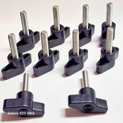 10-pack wing T- Knob, 1/4-20 Thread- Head diameter 1-3/8''  Male-Heavy duty-Black