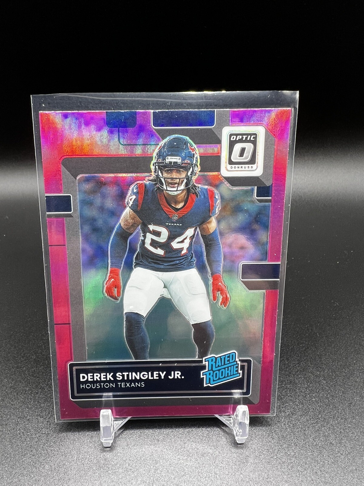 2022 Panini Donruss Optic Football, Rated Rookie #244 DEREK STINGLEY Jr. RC Pink