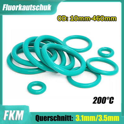 3.1/3.5mm Querschnitt Fluorkautschuk FKM Öldichtungen O-Ring 10mm-460mm OD Grün