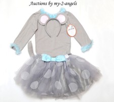 NEW Pottery Barn Kids 3-Piece MOUSE TUTU HALLOWEEN COSTUME 3T 2-3 Gray / Aqua